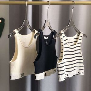 2024SS women vest designer tank tops fashion letters embroidery stripes graphic knit Tank Tops sexy sleeveless short top