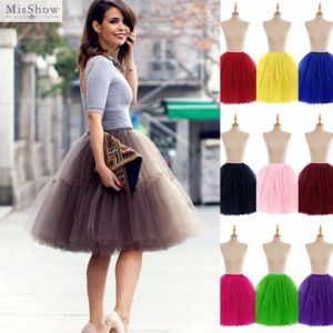 6 Strati Tutu Delle Donne Gonna Corta A Vita Alta Maglia Morbido Pannello Esterno di Tulle Puffy Pettiskirt Prom Abito di Sfera Del Partito di Ballo Vestito Dal Tutu CPA539