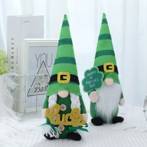 Festivo St Patricks Day Gnome Peluche Fatto a mano Elfo senza volto Decorazioni Green Dwarf Figurine Home Table Decor Ornament 0126