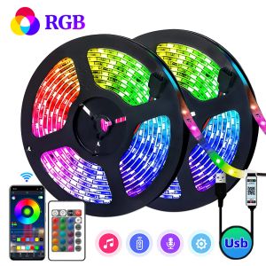 LEDストリップライトRGB 5050、5V 5M、1600万色、RGB、LEDストリップ照明音楽同期、パーティーホームの色の変化