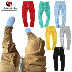 Herrenhose Stacked Jogger Cargo-Jogginghose Dicke Fleece-Taschen-Trainingshose Herrenbekleidung Meistverkaufte Produkte 2024 Kleidung T240126