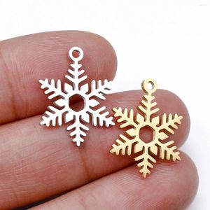 Charms wznb 5st snöflinga jul rostfritt stål hänge för smycken gör diy halsband örhängen tillbehör grossist