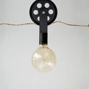 Pendelleuchten Riemenscheibe Rad Licht Wand für schwarze Lampe Wandleuchte Räder Vintage Hebebügel Industriezubehör Industrielle Hebeführung