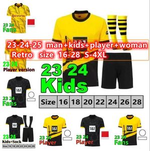 23 24 Reus Reyna Sancho Succer Jerseys Haller 2023カップバージョンDortmund Kamara Hummels Adeyemi Brandt Shirt Hazard Ryerson Bynoe-Gittens Kids Kit Football Uniforms