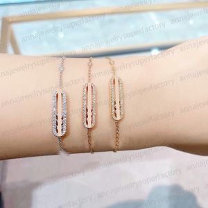 أساور سحر فاخرة ميسيك للنساء 18K الذهب الوردي الفضي الهندسي الانزلاق ثلاثة الماس S925 Silver Designer Jewelry Gift Luxury Gift