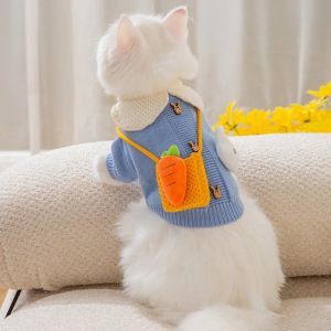 Carrier Carrot Shoulder Bag Sweater Pet Dog Clothes Cartoon for Dogs Clothing Warm Cute Autumn Winter Fashion Blue Boy Girl Chihuahua