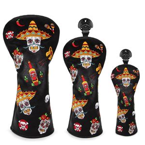 Premium Leather Golf Headcovers Sugar Sku ll Driver Head Cover Embroidery Fairway Wood Hybrid with Number Tags 240122