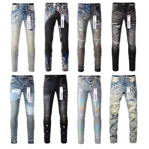 Designer Jeans Mens Purple Fashion High-end Quality Straight Leg Design Retro Street Casual Tracksuit Pants Jogging Washed to Make Old Graffitis08w