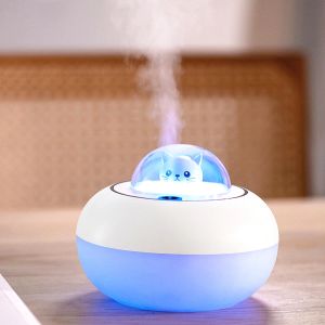 Renare härlig kattluftfuktare USB aromaterapi dimma maker dimare med LED -lampa mini bärbar ultraljud aroma diffusor luftrenare