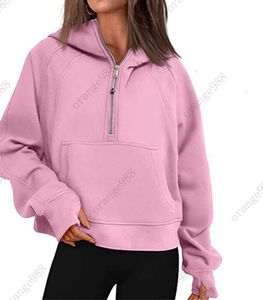 lulus-43 Autumn Winter Yoga Suit Scuba Hoodie Half Zip Women's Sports Sweater Loose Gym Jacket Fitness Short Plush Coat Sweatshir 44554