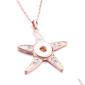 Pendant Necklaces Noosa Snap Button Pendant Necklace Rose Gold Owl Star Crystal Chunks Simple Fit 18Mm Buttons Jewelry Drop Delivery J Dhsyz
