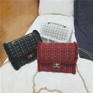 Women Bags Plush Wool Bag Tide Single Shoulder Small Square Handbags Sac Plain A Main Femme De Marque Luxe 5 2 L2283t