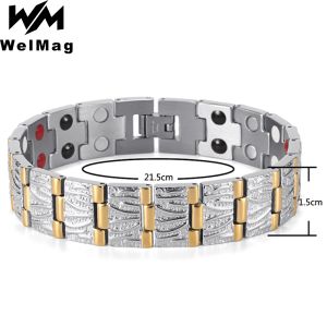 Bracciali WelMag Bracciale regolabile per uomo Doppia fila Bracciale sanitario in acciaio inossidabile con ciondolo Bracciale magnetico terapeutico originale