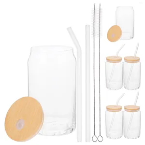 Disposable Cups Straws 1 Set Of Cold Drinks Drinking Beverage Glass Bottles Outdoor Lidded Mason