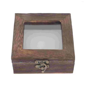 Jewelry Pouches Insect Specimen Box Display Cabinet Retro Case Lidded Wooden Storage Sample Holder