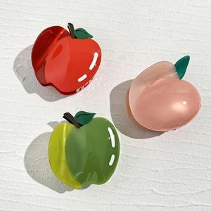 Raincoats Trendy Acetate Oversize Apple Shape Hair Claw Clip For Women Girls Elegant Ponytail Fruit Hairpin Accessories Gifts 2024