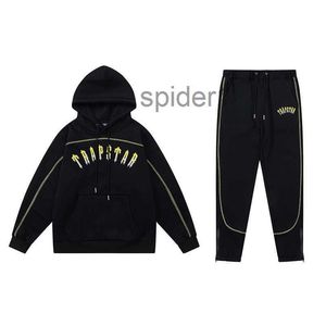 Herr Black Hoodie Trap Star Winter Jacket Designer Sweater Set Trapstar Sportswear Rainbow Print broderad huva Sweatshirt Män och kvinnors kostymer XMP1