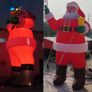 Название товара wholesale Свободный корабль Рекламные надувные лодки игры на свежем воздухе Гигантский надувной Санта-Клаус высотой 12 м 40 футов со светодиодной подсветкой Рождественские украшения Санта-Клауса Код товара