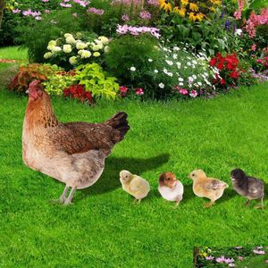 庭の装飾鶏肉の杭装飾品雌鶏とひよこ芝生の挿入標識両面印刷装飾装飾ルースター・スケプチアドロップdel dhjqo