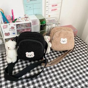 Sacos escolares brinquedo presente all-match pelúcia crossbody mulheres bolsas estilo coreano bonito pequeno bolsa de ombro