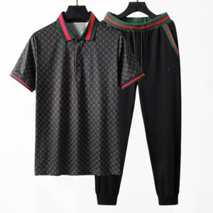 Högkvalitativ modedesigner Polo T-shirt +Pants Tracksuits Men's/Women's Clothing Color Stitching Print Shirt Suit Casual Pants Polo T-Shirt Luxury Set