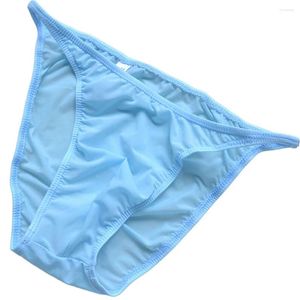 Cuecas de verão homens seda gelo ultra-fino calcinha baixa ascensão breve cueca shorts calcinha inferior de secagem rápida elástico masculino tangas