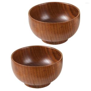 Dinnerware Sets 2pcs Natural Wooden Bowl Household Serving Lightweight Salad