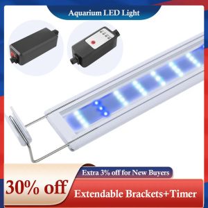 Illuminazione FEDOUR Acquario Luce LED con timer 30 / 40CM Lampada per pesci Clipon allungabile Lampada per piante acquatiche super sottile per acquario