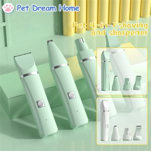 Trimmers 4in1 Pet Hair Remover Electric Silent Cat Dog Shaver Nail Grinder Electric Clippers Trimning Multifunction Nail Cutter Set