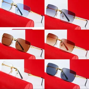 Luxus-Designer-Sonnenbrille für Herren, modisch, Damen-Sonnenbrille, Mystery-Box, klares Rechteck, vergoldeter Rahmen, occhiali da sole, Brillen, randlose Sonnenbrillen, Brillen fa064