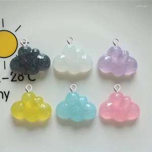 Charms 10Pcs Kawaii Glitter Cloud Resin Girl Earrings Necklace DIY Pendant Fashion Jewelry Making Key Chain Decorate Accessories