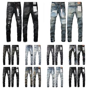 Purple Jeans Mens Jean high-quality unique design style with holes Slim Fit Bikers Denim Jeans For Men s Mans Black Slim fit pants