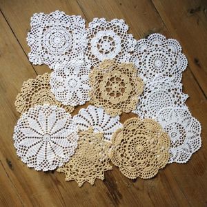 Mycket 12 per design 1 datorer trevligt lyckligt blommig virkning mönster runda doilies -diameter 6 -7 -8 -9 handgjorda tab2566