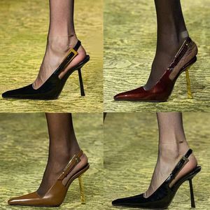 Brand Pumps Women High Heels Pointed Classics Metal saint laurentness V-buckle Black Red Matte 10cm Heel Women's Wedding Shoes