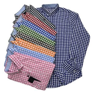 Högkvalitativa män Nya i Leisure Classice 100Cotton RL Pony Plaid Shirts Långärmad mode eleganta hästtröjor Homme lyxdesigner Brand Clothes H974