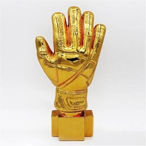 Decorative Objects & Figurines Decorative Objects Figurines 26Cm Golden Football Goalkeeper Gloves Trophy Resin Crafts Gold Plated Soc Dhbkg