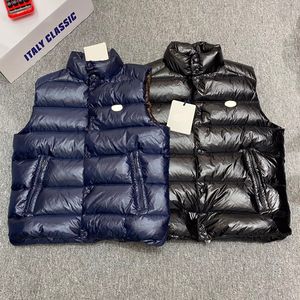 Designer-Herren-Pufferwesten mit Stehkragen, Daunenweste, schwarze Winterjacke, gesticktes Abzeichen, warme Oberbekleidung, Jacken, Größe 1–6