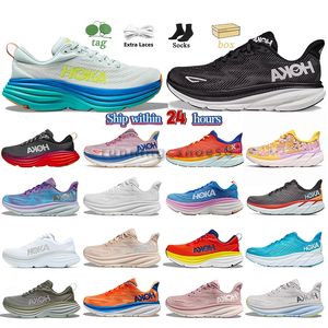 Mode Hoka Desinger Schuhe Bondi 8 Clifton 8 Clifton 9 Schwarz Weiß Hellblau Cloud Mist Seeweed Brown Lilac Marble Lunar Rock Lilac Marble Herren Damen Laufschuhe