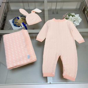 Luxury newborn baby jumpsuits designer boys girls bodysuit suits Size 59-90 Clothing Long Ear Hat Letter Printed Blanket Jan20