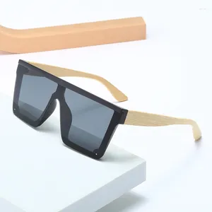 Óculos de sol de madeira de bambu quadrado marca design homens mulheres revestimento espelho óculos de sol uv400 tons gafas de sol