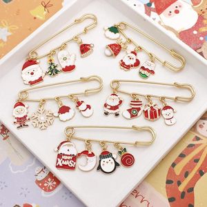 Brooches Cute Santa Claus Hat Snowman Brooch For Women Fixed Straps Enamel Pins Clothing Clip Badge Dress Waistband Buckle DIY Jewelry