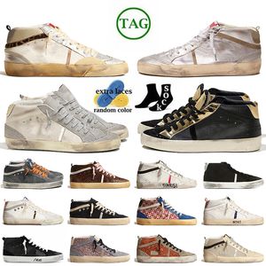 Topp mode midstjärna Italien varumärke kvinnors mens designer casual skor guld studs rosa zebra handgjorda läder mocka glitter silver platt boll vintage sneakers tränare tränare