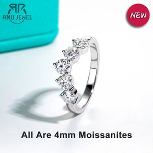 AnuJewel 4mm 15cttw D Color Wedding Band 925 Sterling Silver Lab Created Diamond Rings For Women Jewelry Wholesale 240123