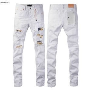 jeans firmati pantaloni da uomo jeans viola Uomo bianco Jean Distressed Strappato Biker Slim Fit Moto Mans pantaloni impilati jeans Jan 27