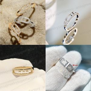 M Series Designer Fashion Gold Rose Gold Sliding Move Three Diamond Band Ring Women Personality Party Wedding Luxury Lovers Jewets Gift