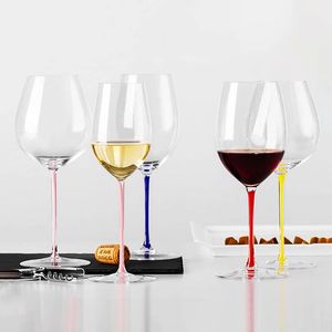 Jinyoujiaaustríaco estilo riedel copo de vinho tinto feito à mão cor alça taça luxo bordeaux borgonha provador copo 240127