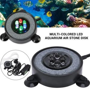 Lysningar LED Aquarium Air Bubble Light Fish Tank Air Bubble Stone Disk Round med 6 LED -ljus för fiskbehållare Aquarium vilket gör syrebelysning