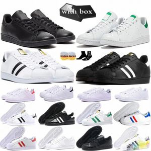 triplo branco preto stan OG smith nuvem Núcleo cauda verde couro impressão dos desenhos animados Collegiate Navy homens mulheres sapatos casuais superstars mens sneakers