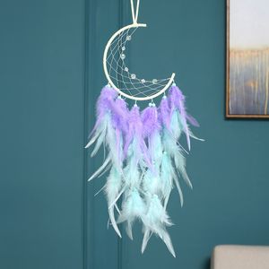 Moon Dream Catcher المصنوع يدويًا تصميم Dreamcatchers لـ Room Wall Decor ، ريشة شنقا بوهو زخرفة مهرجان ديكور المنزل 1221293