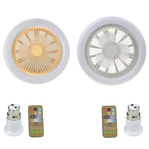 Fans 30W E27 Ceiling Fan with B22 to E27 Light Lamp Bulb Socket Base Converter for Home Bedroom Kitchen LED Cooling Fan Lamp